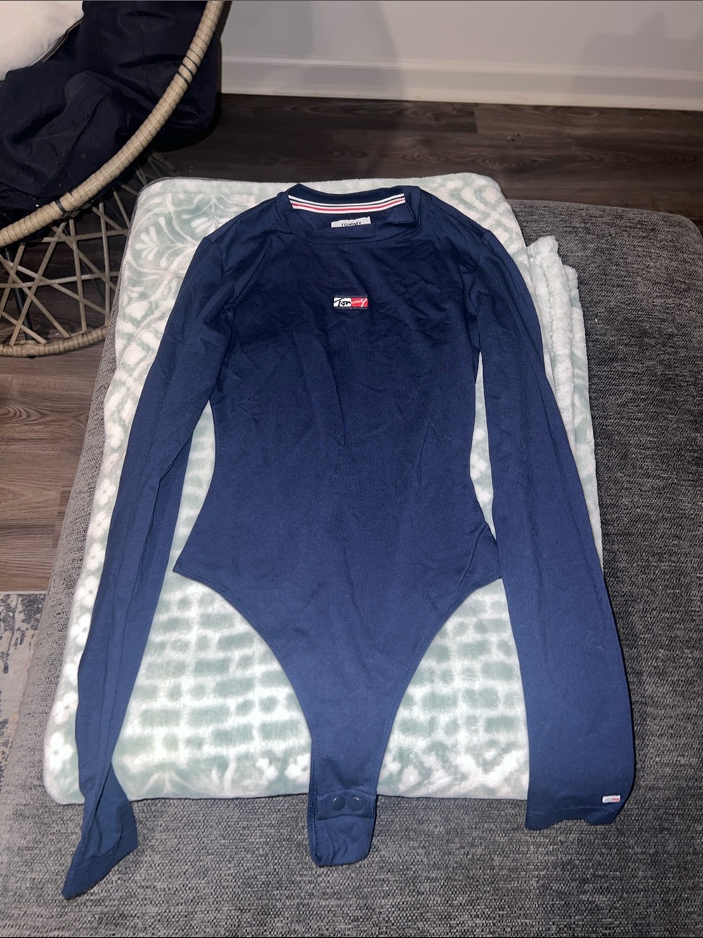 Tommy Hilfiger Navy Long-Sleeve Logo Bodysuit
